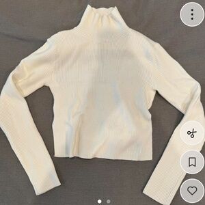 NWT Nasty Gal Backless Knitted Turtleneck Top White 4